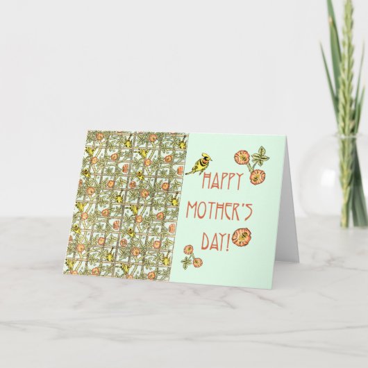 Happy Mothers Day William Morris Print Kaart (Voorkant)