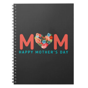 Happy Mothers Day with Love and Flowers Colorful Notitieboek