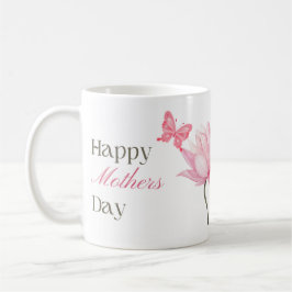 Happy Mother's Day with Pink Lotus and Butterfly  Koffiemok