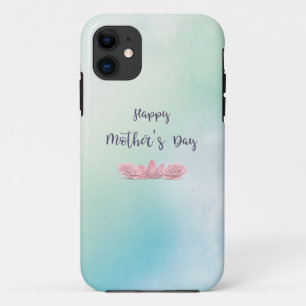 Happy-Mothers-Day-with-roze-Flowers iPhone 11 Hoesje