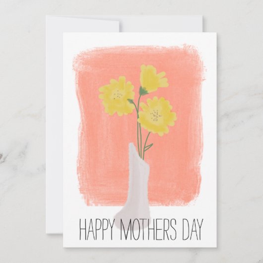 Happy Mothers Day Yellow Florals Bruske Stroke Kaart (Voorkant)