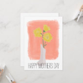 Happy Mothers Day Yellow Florals Bruske Stroke Kaart (Voorkant / Achterkant in situ)