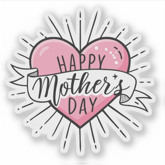 Happy Mothersday hart sticker (Voorkant)