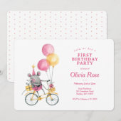 Happy Mouse Birthday Invitation Kaart (Voorkant / Achterkant)