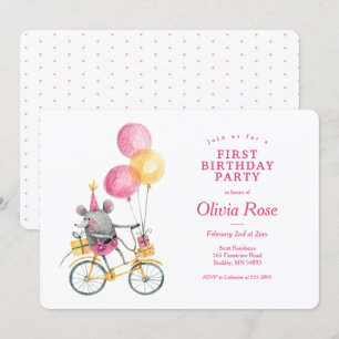 Happy Mouse Birthday Invitation Kaart