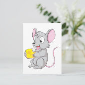 Happy Mouse Eating Cheese Briefkaart (Staand voorkant)