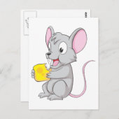 Happy Mouse Eating Cheese Briefkaart (Voorkant / Achterkant)