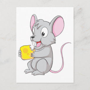 Happy Mouse Eating Cheese Briefkaart
