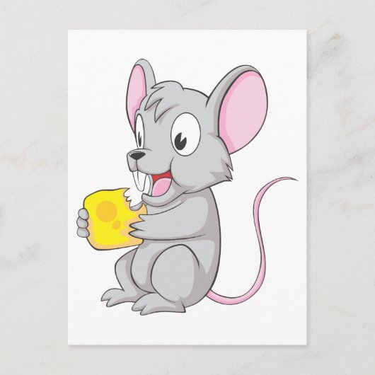 Happy Mouse Eating Cheese Briefkaart (Voorkant)
