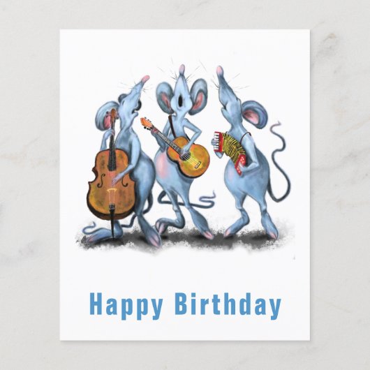 Happy Mouse Music Band Fun Birthday Flyer (Achterkant)