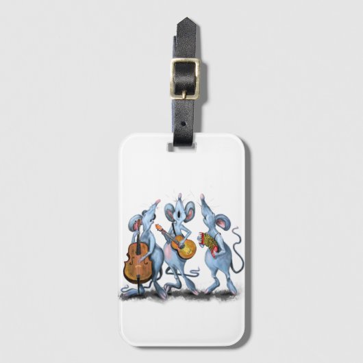Happy Mouse Muziekband Funny Bagagelabel (Voorkant (verticaal))