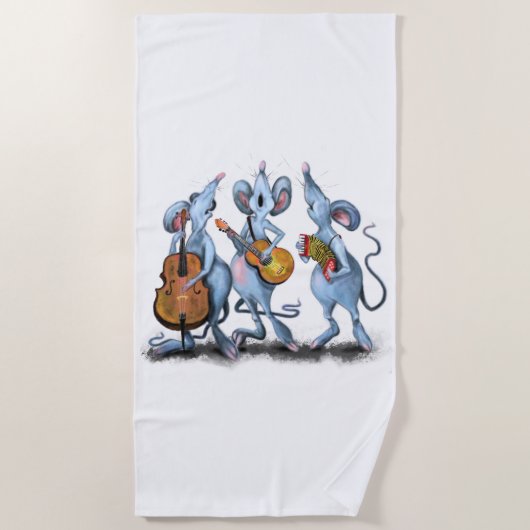Happy Mouses Music Band Beach Towel Fun Strandlaken (Voorkant)