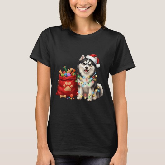 Happy Msky Christmas Lights Dog Mom Msky  T-shirt (Voorkant)