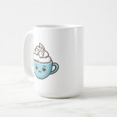 "Happy Mug" Cute Chibi Drink Sticker/Pin Koffiemok (Voorkant links)