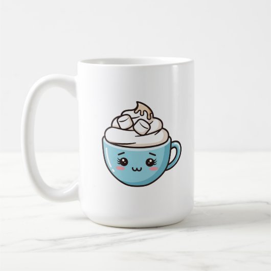 "Happy Mug" Cute Chibi Drink Sticker/Pin Koffiemok (Links)
