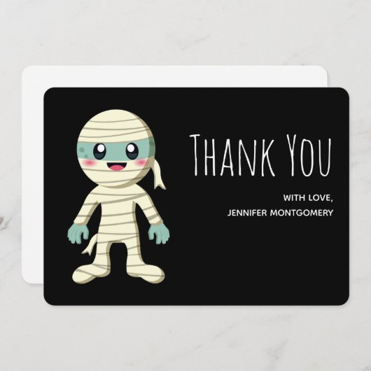 Happy Mummy Halloween Monster Tekening Bedankkaart (Voorkant / Achterkant)