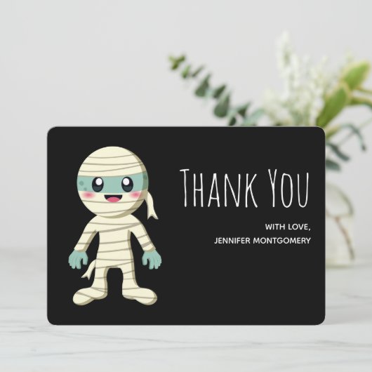 Happy Mummy Halloween Monster Tekening Bedankkaart (Staand voorkant)