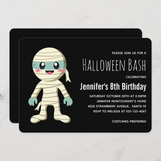 Happy Mummy Halloween Monster Verjaardag Kaart (Voorkant / Achterkant)