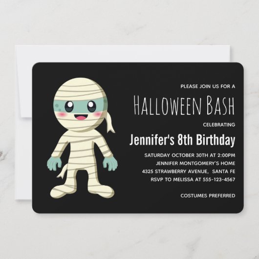 Happy Mummy Halloween Monster Verjaardag Kaart (Voorkant)