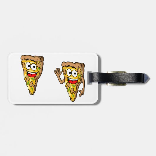 Happy Mushroom Pizza Slices Bagagelabel (Achterkant horizontaal)