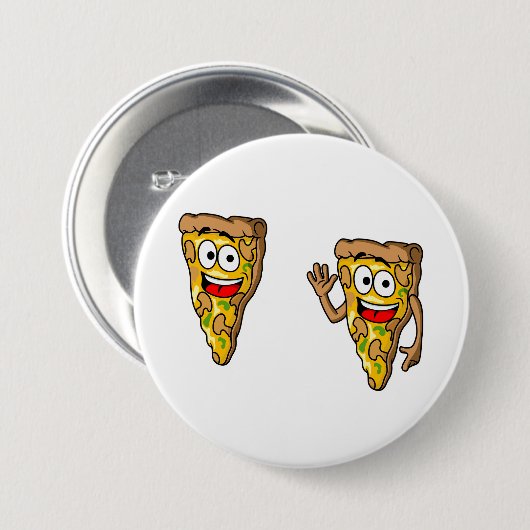 Happy Mushroom Pizza Slices Ronde Button 7,6 Cm (Voorkant /achterkant)