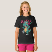 “Happy Musical Dinosaur Cartoon T-Shirt – Kids Fun (Voorkant volledig)