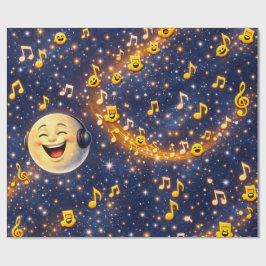 Happy musical Moon Galaxy custom wrapping paper Cadeaupapier