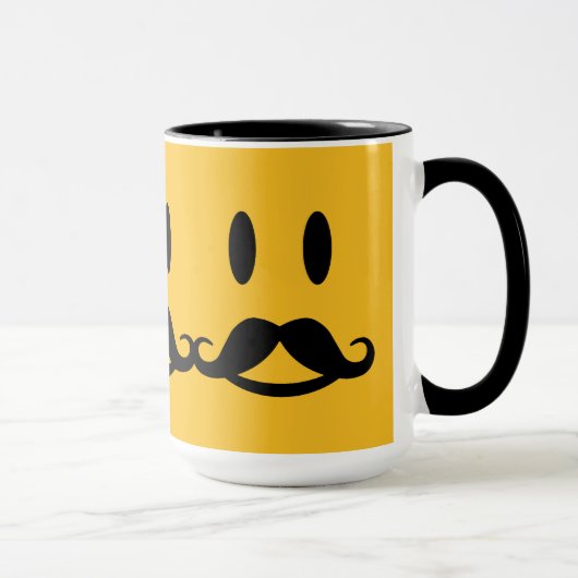Happy Mustache Smiley aangepaste mokken (Rechts)