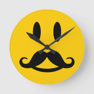Happy Mustache-wandklok Ronde Klok