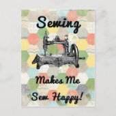 Happy  naaien briefkaart (Voorkant)