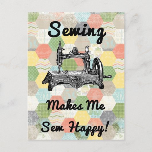 Happy  naaien briefkaart (Voorkant)