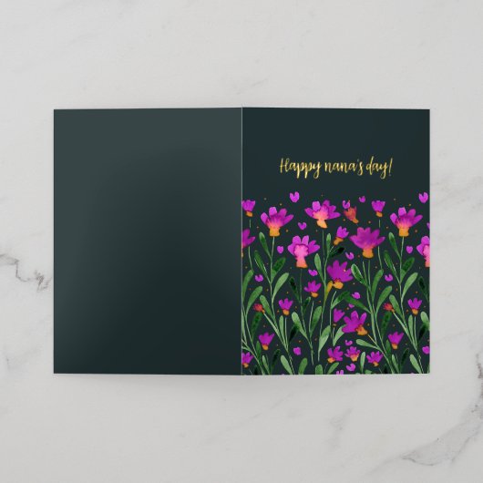 Happy nana's dag Simpel vergeet me niet bloemen Folie Feestdagenkaart (Buiten Laag)