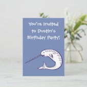 Happy Narwhal Birthday Party Invitation Kaart (Staand voorkant)