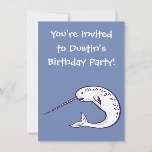 Happy Narwhal Birthday Party Invitation Kaart (Voorkant)