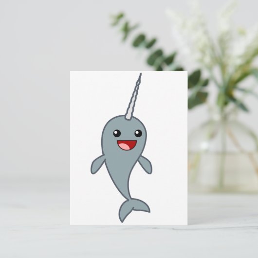 Happy Narwhal Briefkaart (Staand voorkant)