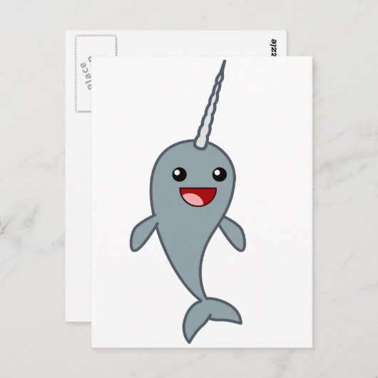 Happy Narwhal Briefkaart (Voorkant / Achterkant)