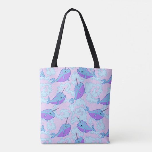 Happy Narwhal Pattern Bag Tote Bag (Achterkant)