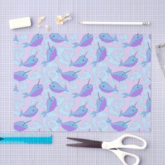 Happy Narwhal Pattern-document Tissuepapier (Craft)