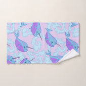 Happy Narwhal Pattern Hand Towel Handdoek (Handdoek)