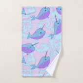 Happy Narwhal Pattern Hand Towel Handdoek (Handdoek)