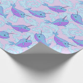 Happy Narwhal Pattern Wrapping Paper Cadeaupapier (Hoek)