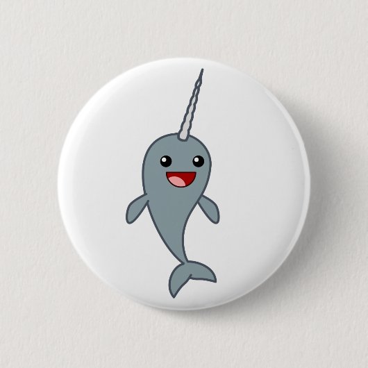 Happy Narwhal Ronde Button 5,7 Cm (Voorkant)