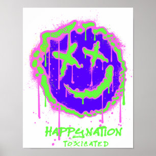 Happy Nation Toxified Art Poster - vet, ironisch,