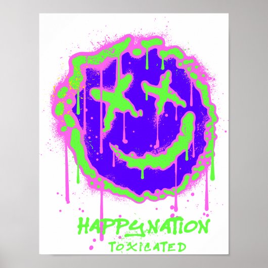 Happy Nation Toxified Art Poster - vet, ironisch,  (Voorkant)