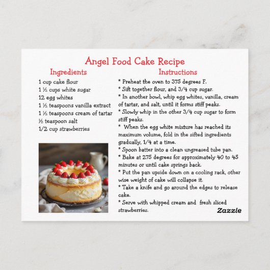 Happy National Angel Food Cake Day! Recept Kaart (Achterkant)