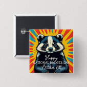 Happy National Badger Day - 6 oktober Vierkante Button 5,1 Cm (Voorkant /achterkant)