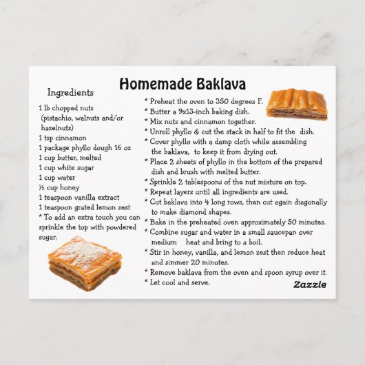 Happy National Baklava Day | November 17th Briefkaart (Achterkant)