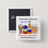 Happy National Beer Day - 7 april Vierkante Button 5,1 Cm (Voorkant /achterkant)