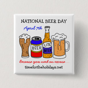 Happy National Beer Day - 7 april Vierkante Button 5,1 Cm