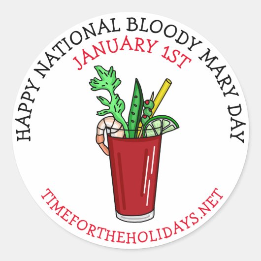 Happy National Bloody Mary Day Januari Ronde Sticker (Voorkant)